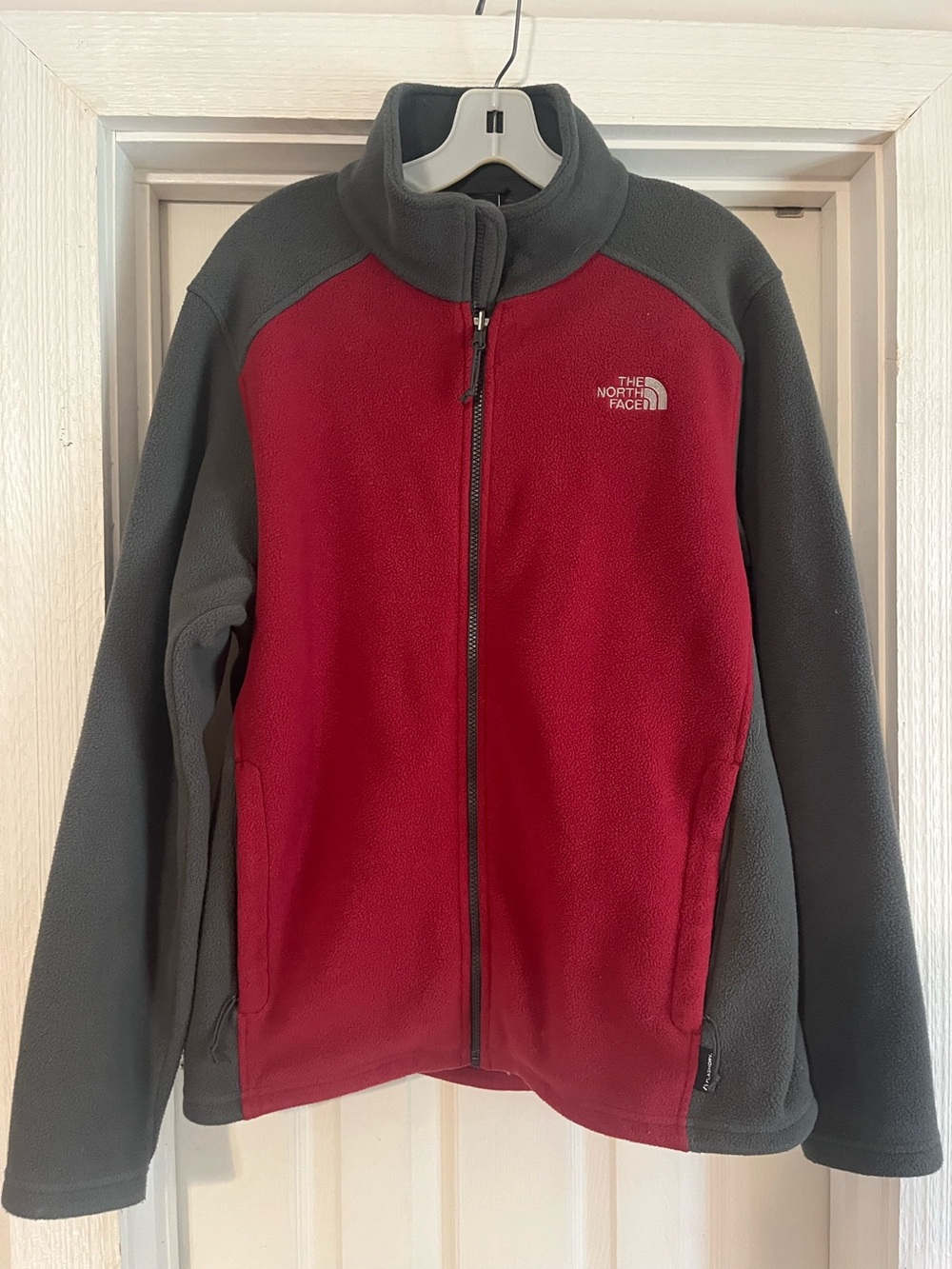 The North Face Men’s Red and Gray Full-Zip Fleece Jacket medium